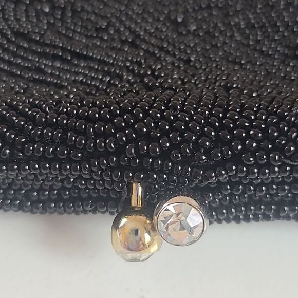 Sarne Imports Handmade in Japan ITALIAN Black Glass Beads Clutch Purse Evening - Picture 3 of 13